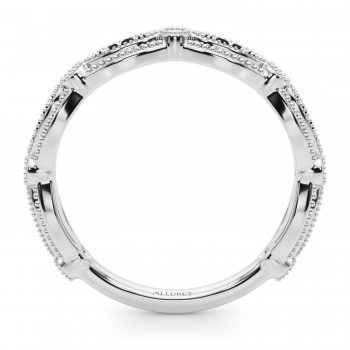 Antique Black Diamond & Diamond Wedding Ring Band 14K White Gold (0.20ct)